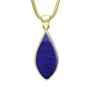 9ct Yellow Gold Lapis Lazuli Pointed Pear Necklace