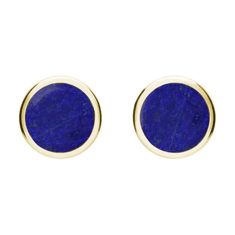 9ct Yellow Gold Lapis Lazuli Round Stud Earrings