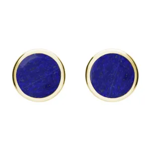 9ct Yellow Gold Lapis Lazuli Round Stud Earrings