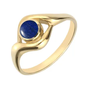 9ct Yellow Gold Lapis Lazuli Round Twist Ring