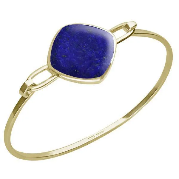 9ct Yellow Gold Lapis Lazuli Slim Cushion Bangle