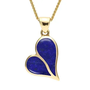 9ct Yellow Gold Lapis Lazuli Split Heart Necklace