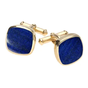 9ct Yellow Gold Lapis Lazuli Square Cushion Cufflinks