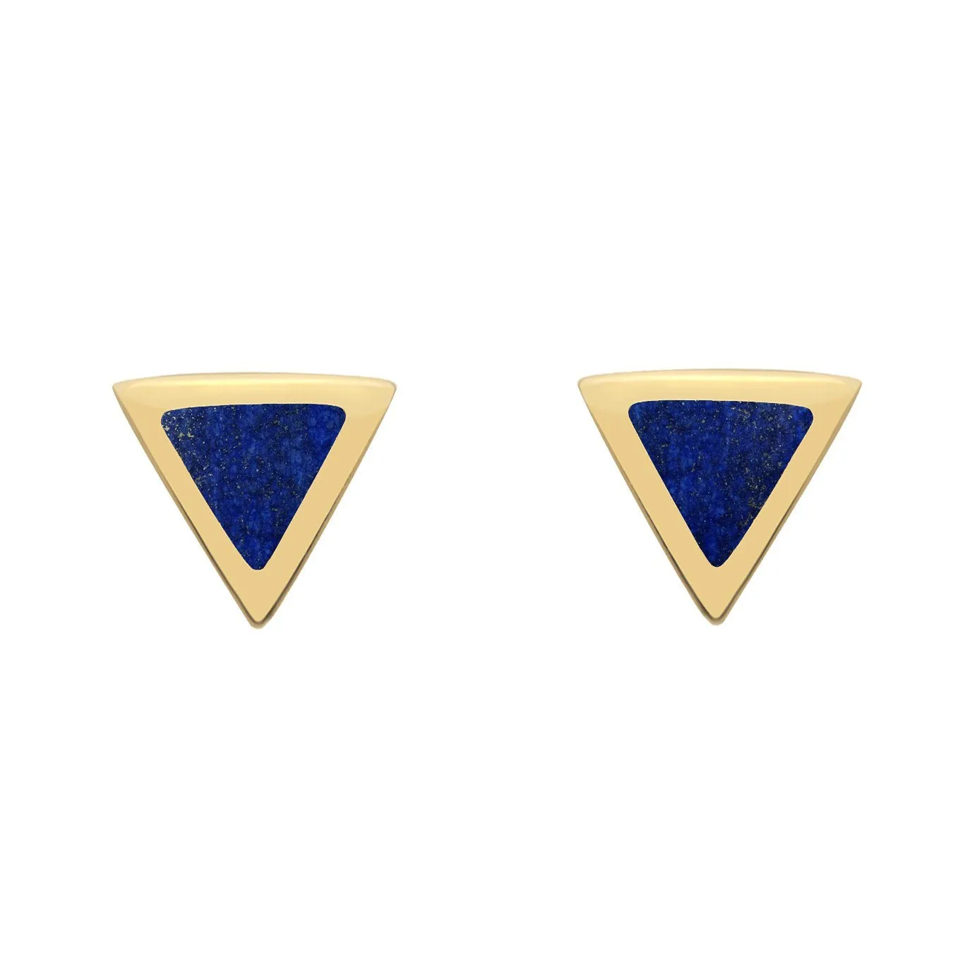 9ct Yellow Gold Lapis Lazuli Tiny Triangle Stud Earrings