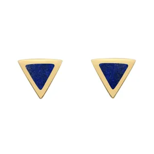 9ct Yellow Gold Lapis Lazuli Tiny Triangle Stud Earrings
