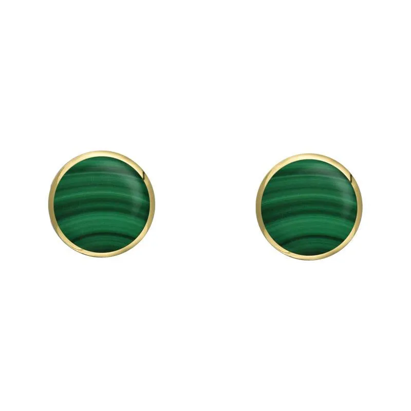 9ct Yellow Gold Malachite 4mm Classic Small Round Stud Earrings