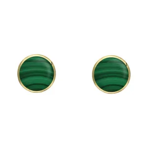 9ct Yellow Gold Malachite 4mm Classic Small Round Stud Earrings