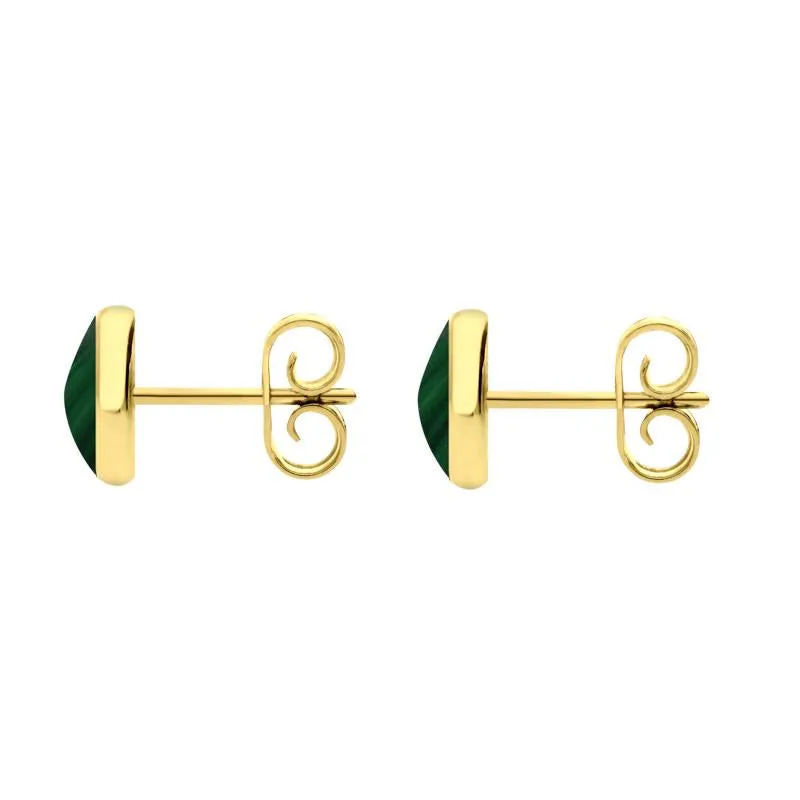 9ct Yellow Gold Malachite 6mm Classic Medium Round Stud Earrings