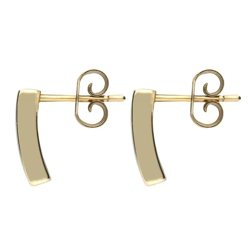 9ct Yellow Gold Malachite Curved Oblong Stud Earrings
