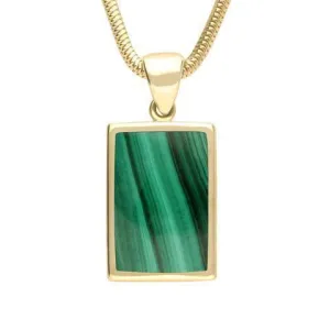 9ct Yellow Gold Malachite Flat Oblong Classic Necklace