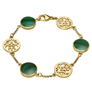 9ct Yellow Gold Malachite Flore Filigree Bracelet
