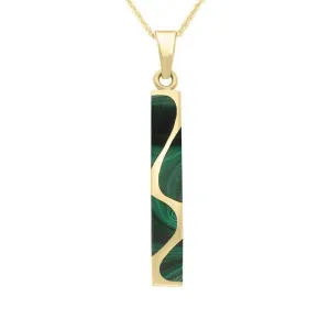 9ct Yellow Gold Malachite Four Stone Curved Oblong Necklace