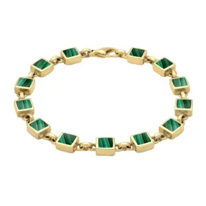 9ct Yellow Gold Malachite Square Bracelet
