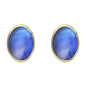 9ct Yellow Gold Moonstone 8 x 10mm Classic Large Oval Stud Earrings