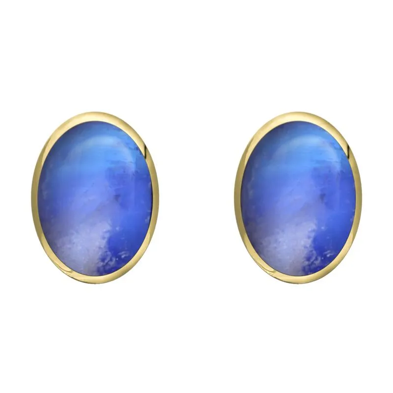 9ct Yellow Gold Moonstone 8 x 10mm Classic Large Oval Stud Earrings