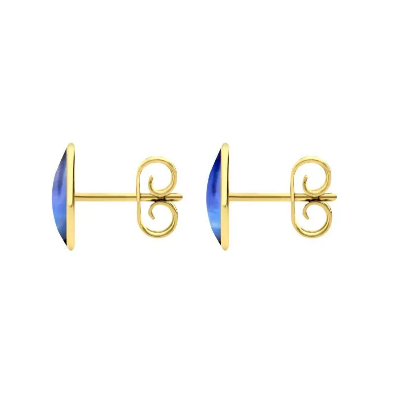 9ct Yellow Gold Moonstone 8 x 10mm Classic Large Oval Stud Earrings