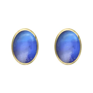 9ct Yellow Gold Moonstone 8 x 6mm Classic Medium Oval Stud Earrings