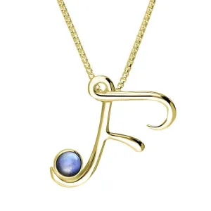9ct Yellow Gold Moonstone Love Letters Initial F Necklace
