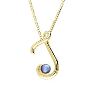 9ct Yellow Gold Moonstone Love Letters Initial J Necklace