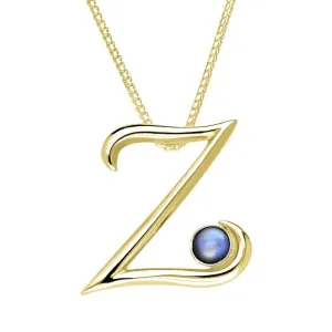 9ct Yellow Gold Moonstone Love Letters Initial Z Necklace