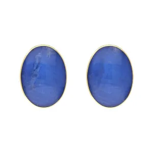 9ct Yellow Gold Moonstone Oval Stud Earrings