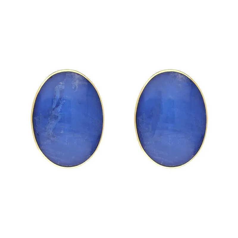 9ct Yellow Gold Moonstone Oval Stud Earrings
