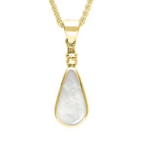 9ct Yellow Gold Mother of Pearl Bottle Top Pear Necklace