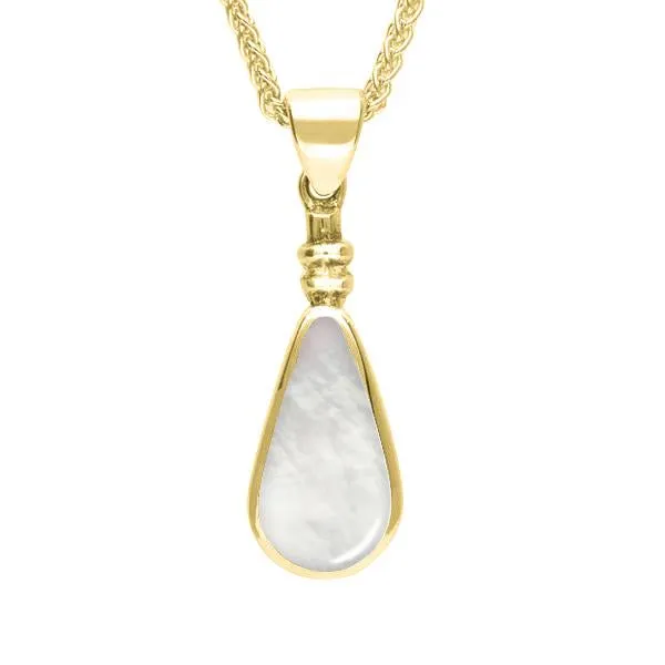 9ct Yellow Gold Mother of Pearl Bottle Top Pear Necklace
