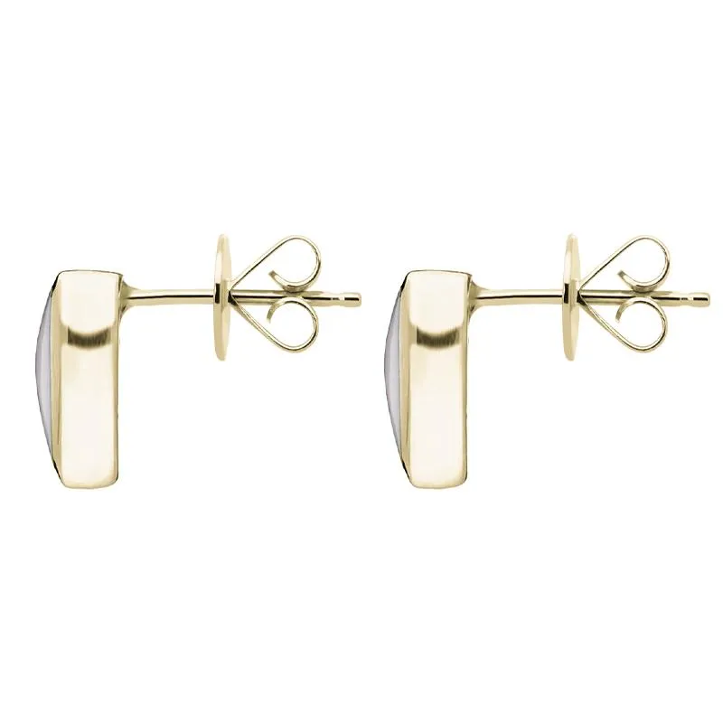 9ct Yellow Gold Mother of Pearl Curved Triangle Stud Earrings