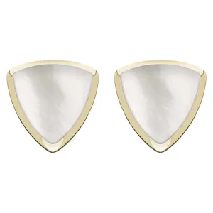 9ct Yellow Gold Mother of Pearl Curved Triangle Stud Earrings