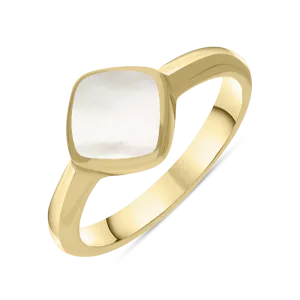 9ct Yellow Gold Mother of Pearl Cushion Ring