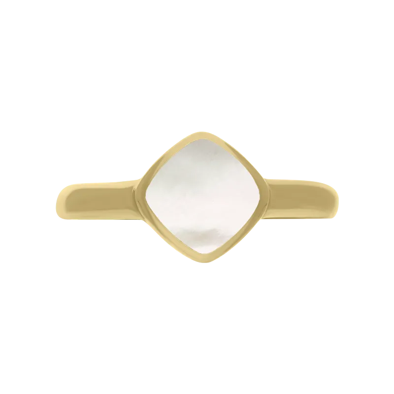 9ct Yellow Gold Mother of Pearl Cushion Ring