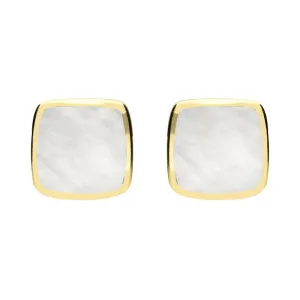 9ct Yellow Gold Mother of Pearl Cushion Stud Earrings