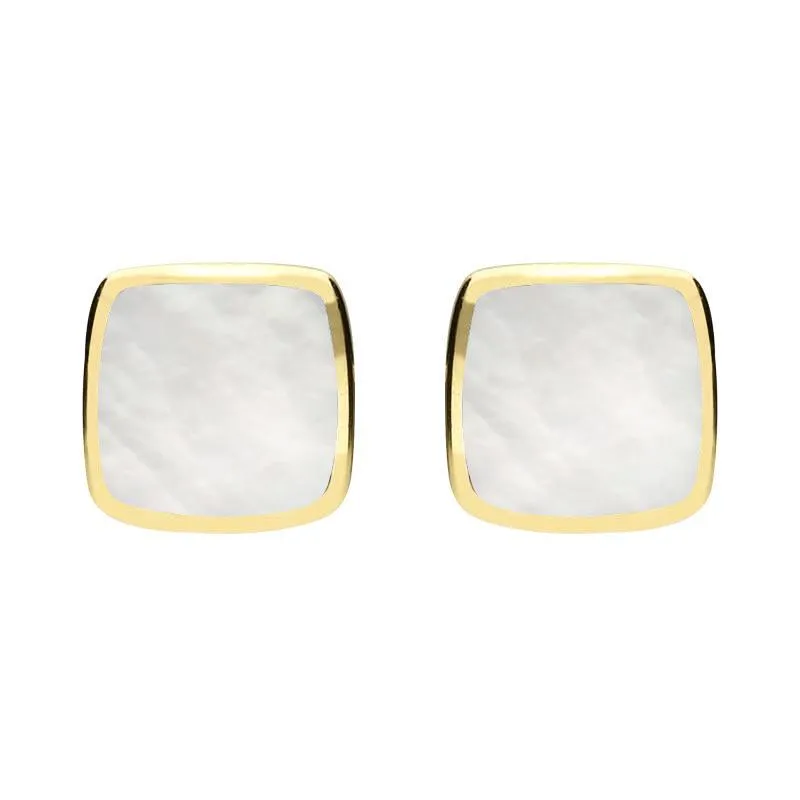 9ct Yellow Gold Mother of Pearl Cushion Stud Earrings