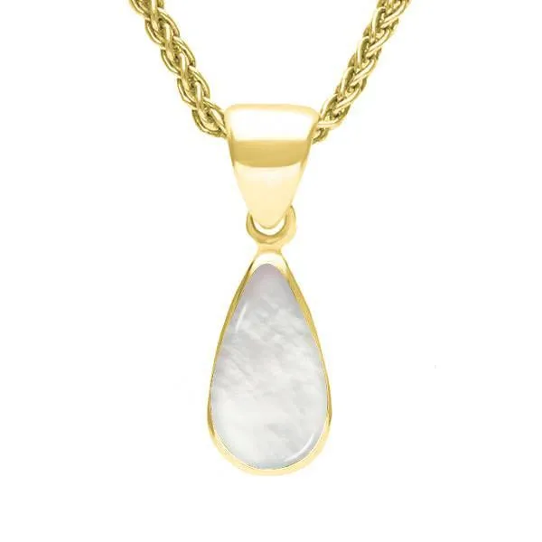 9ct Yellow Gold Mother of Pearl Dinky Pear Necklace