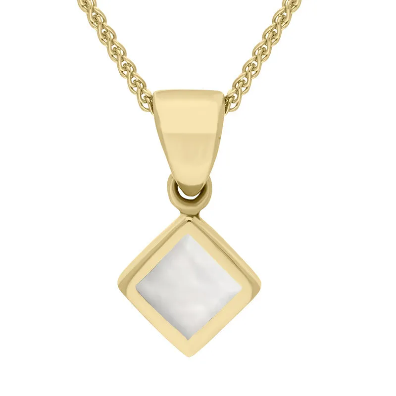 9ct Yellow Gold Mother of Pearl Dinky Square Necklace