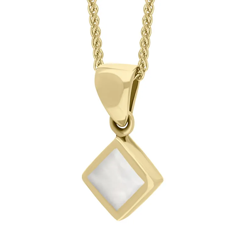 9ct Yellow Gold Mother of Pearl Dinky Square Necklace