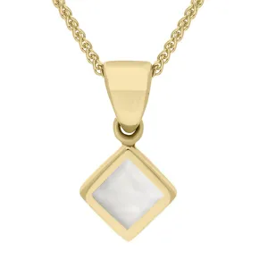 9ct Yellow Gold Mother of Pearl Dinky Square Necklace