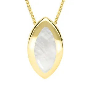 9ct Yellow Gold Mother of Pearl Framed Marquise Necklace