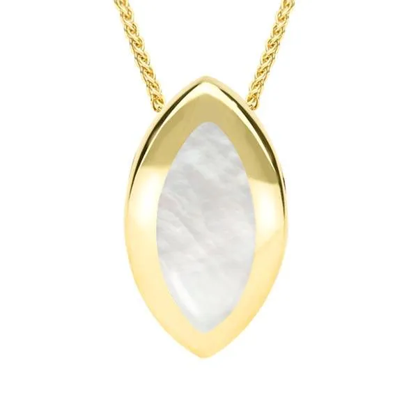 9ct Yellow Gold Mother of Pearl Framed Marquise Necklace
