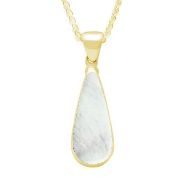9ct Yellow Gold Mother of Pearl Long Pear Necklace