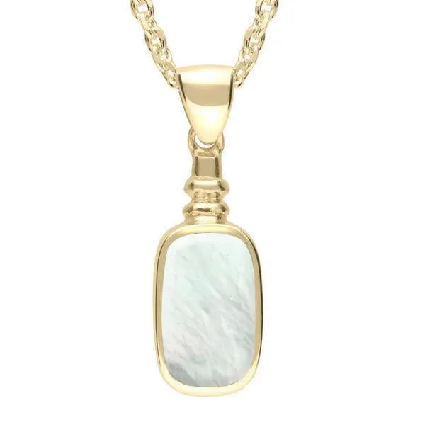 9ct Yellow Gold Mother of Pearl Oblong Bottle Top Necklace