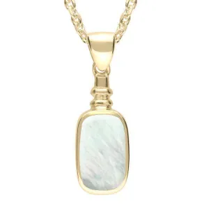 9ct Yellow Gold Mother of Pearl Oblong Bottle Top Necklace