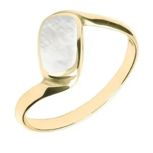 9ct Yellow Gold Mother of Pearl Oblong Twist Ring