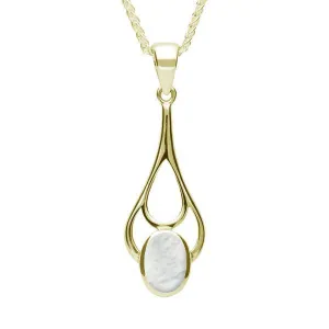 9ct Yellow Gold Mother of Pearl Oval Spoon Necklace