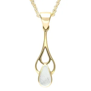 9ct Yellow Gold Mother of Pearl Pear Spoon Necklace