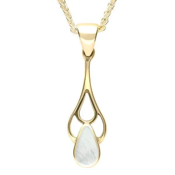 9ct Yellow Gold Mother of Pearl Pear Spoon Necklace