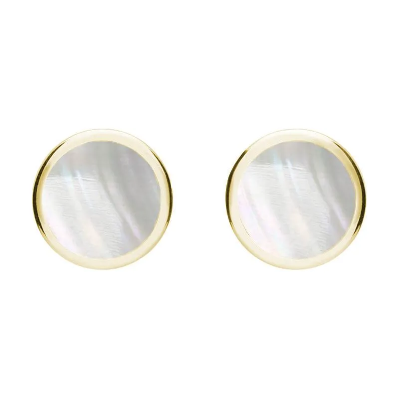 9ct Yellow Gold Mother of Pearl Round Stud Earrings