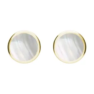 9ct Yellow Gold Mother of Pearl Round Stud Earrings
