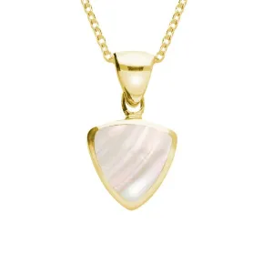 9ct Yellow Gold Mother of Pearl Small Curved Triangle Necklace